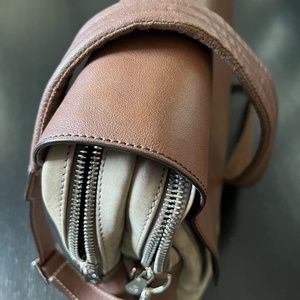Brunello Cucinelli two tone suede leather messenger/briefcase bag